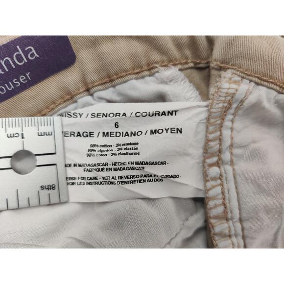 Gloria Vanderbilt Pants Womens Size 6 Beige Chino High Rise Belt Loops Classic‎ - Picture 7 of 11